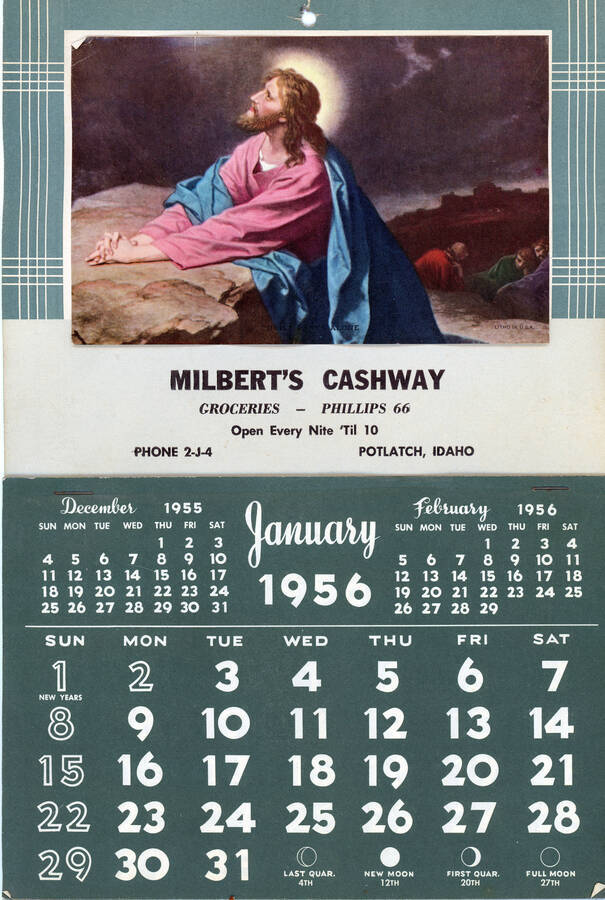 A calendar from Milbert's Cashway.