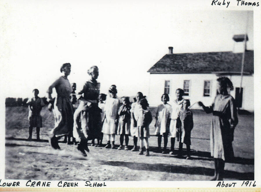 Children jumping rope at the Lower Crane Creek School.