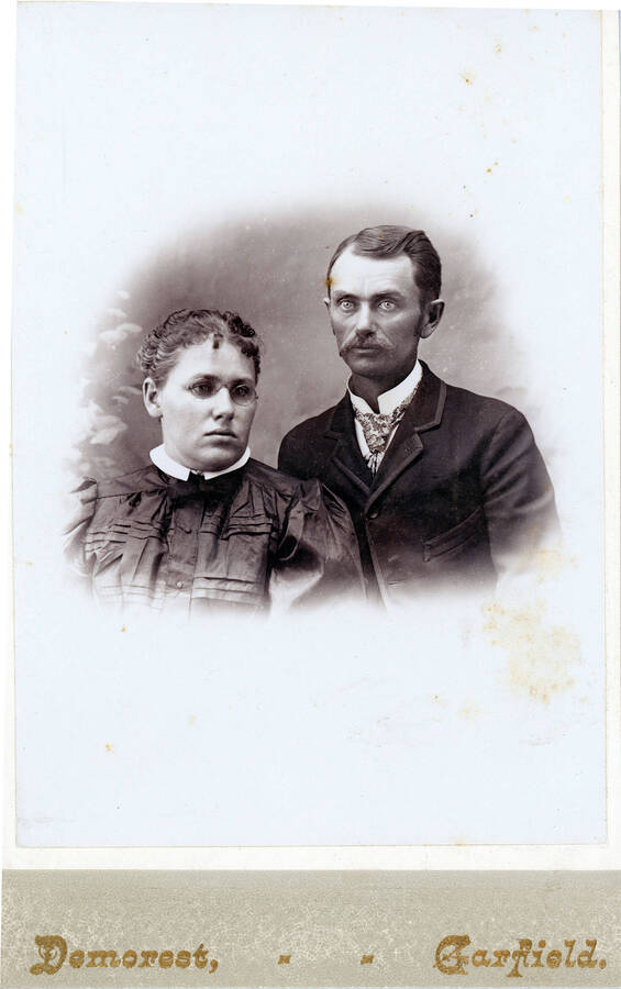 A formal portrait of George and Addie Strong.