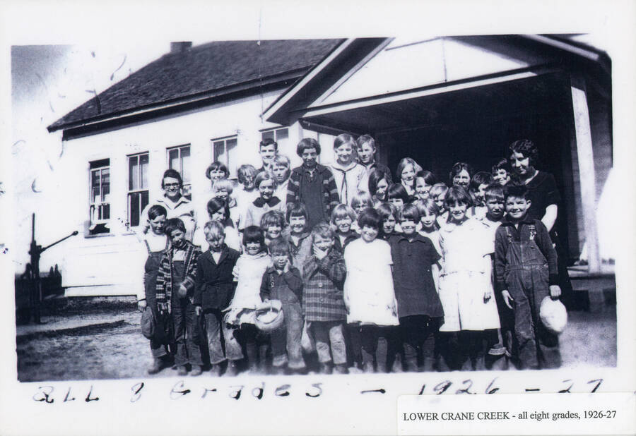 All eight grades enrolled at the Lower Crane Creek School in the 1926-1927 school year.