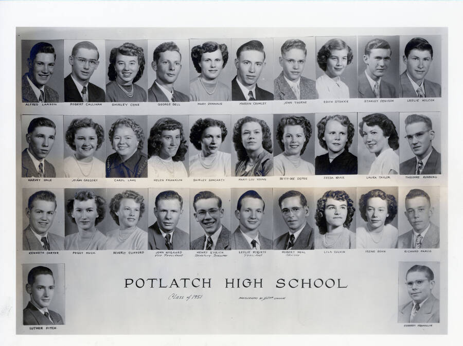 Potlatch High School class of 1951 class photo.