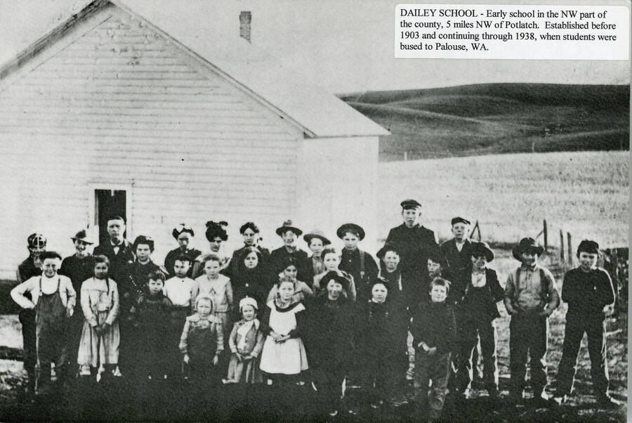 An early school in the northwest part of Latah County, five miles northwest of Potlatch. The Dailey School was established before 1903 and continued through 1938, when students began being bused to Palouse, Washington.