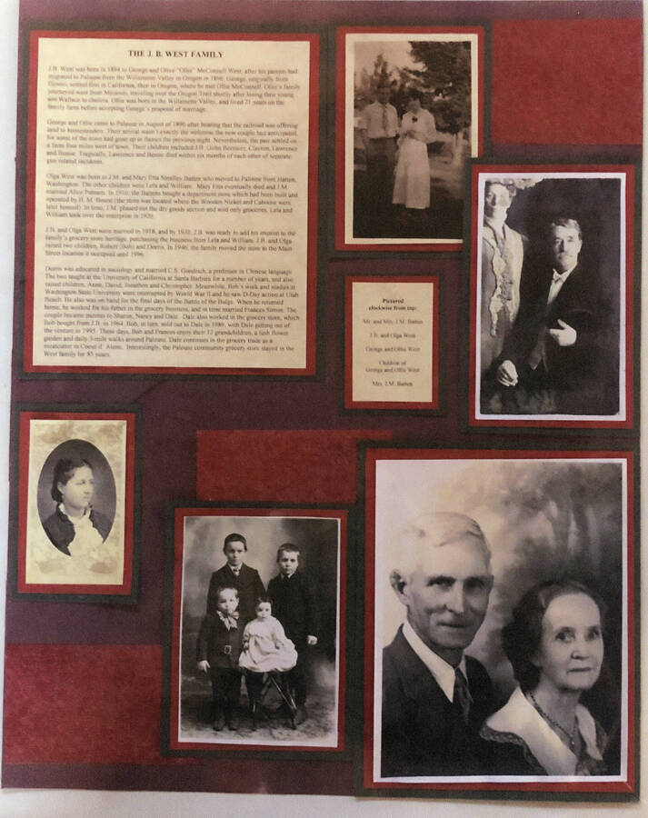 An informational poster on the J.B. West family, originally published as part of the Lone Jack Mystery Family Contest.