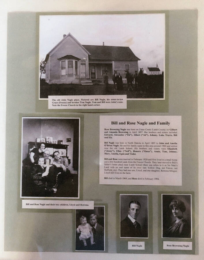 An informational poster on the Bill and Rose Nagle family, originally published as part of the Lone Jack Mystery Family Contest.