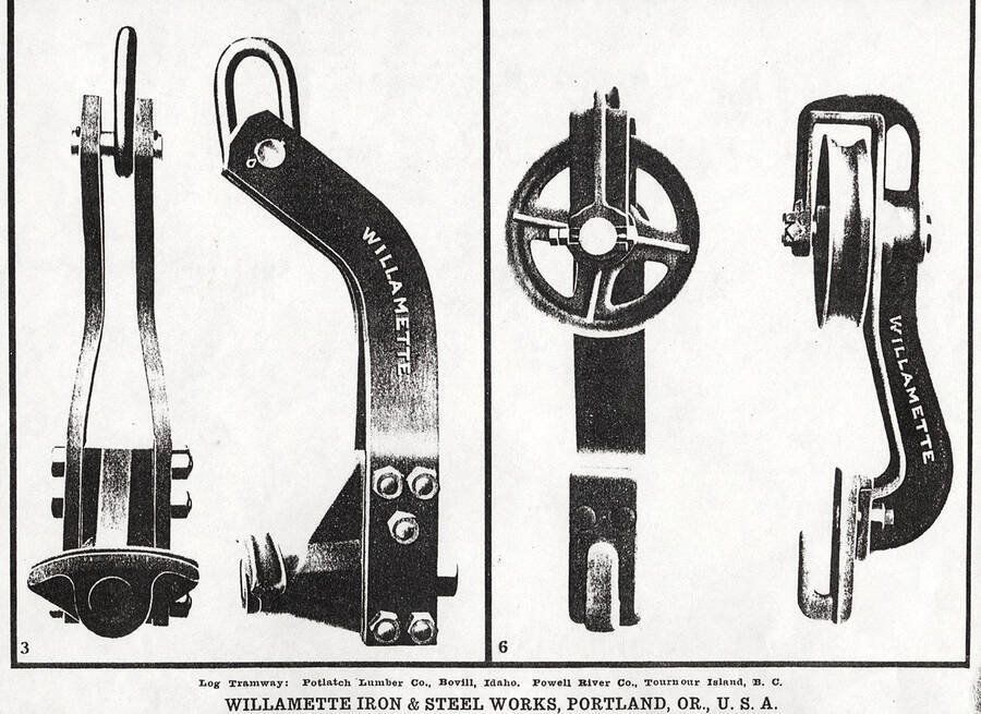 Document showing some equipment made by the Willametter Iron and Steel Works.