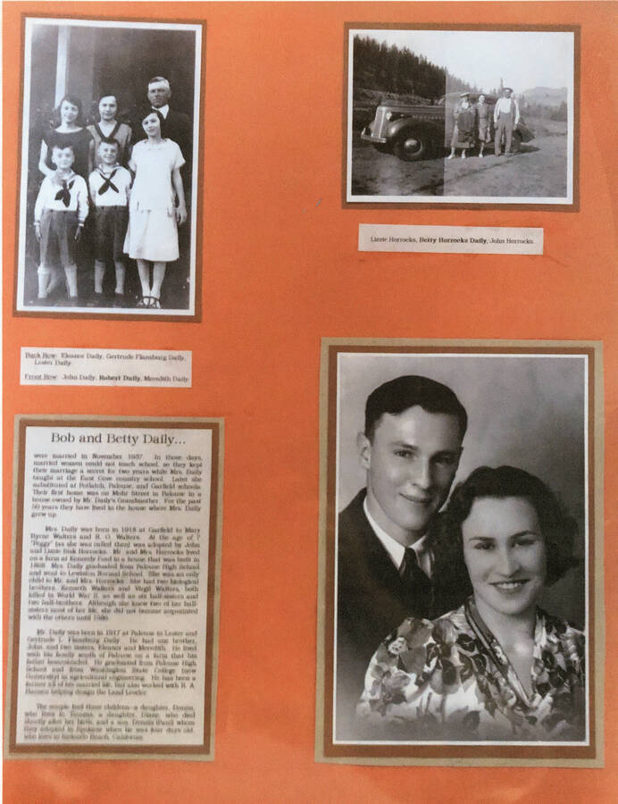 An informational poster on the Bob and Betty Dailey family, originally published as part of the Lone Jack Mystery Family Contest.