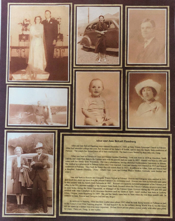 An informational poster on the Alan and Jane Belvail Flansburg family, originally published as part of the Lone Jack Mystery Family Contest.
