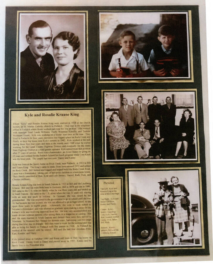 An informational poster on the Kyle and Rosalie Krause King family, originally published as part of the Lone Jack Mystery Family Contest.