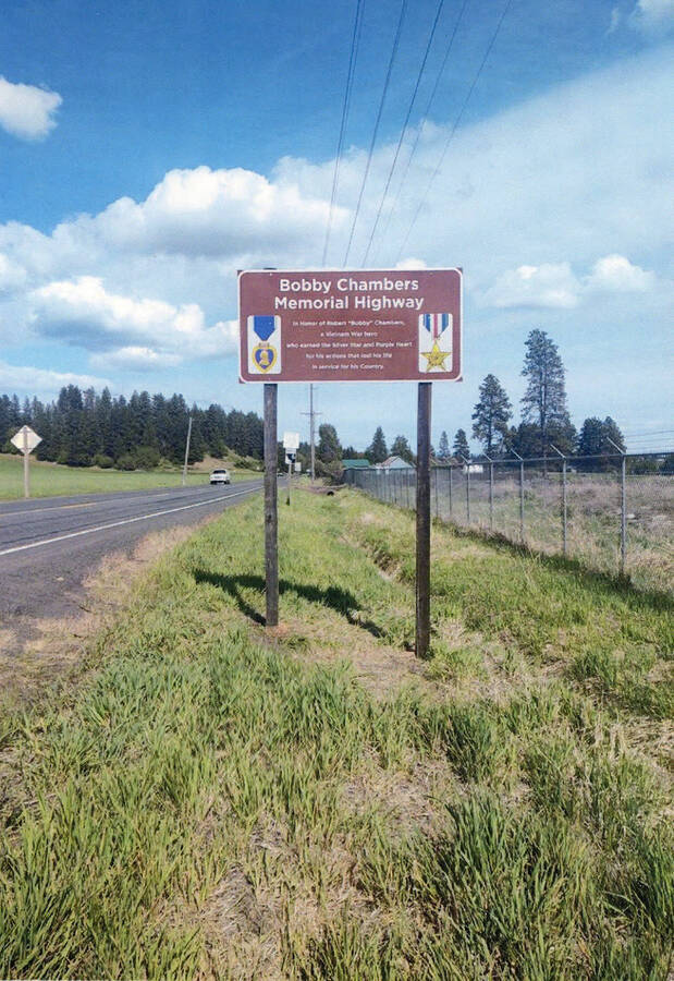 Sign for the Bobby Chambers Memorial Highway near Potlatch.