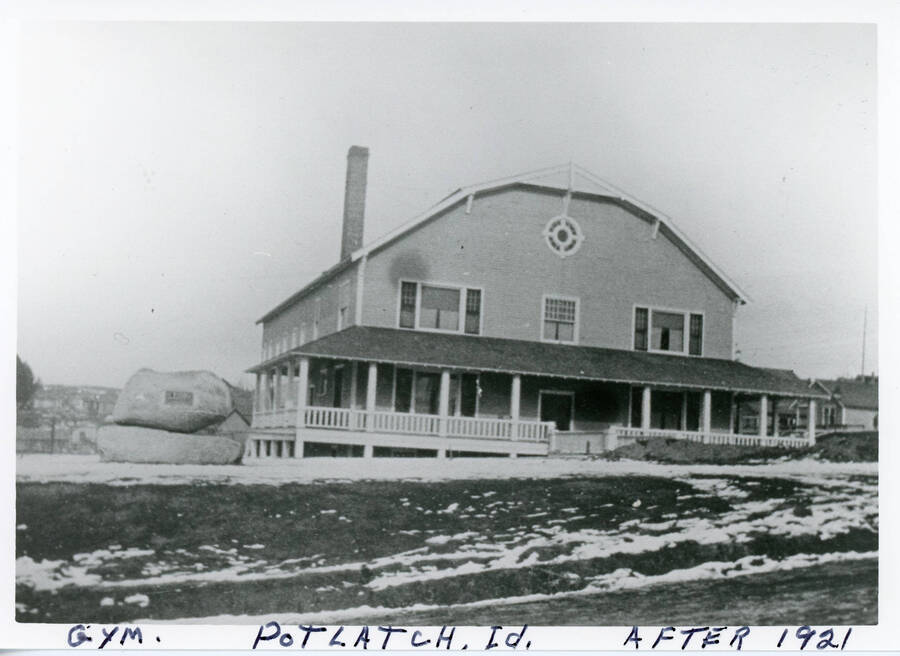 Photograph of the gymnasium in Potlatch, Idaho in the 1920s.