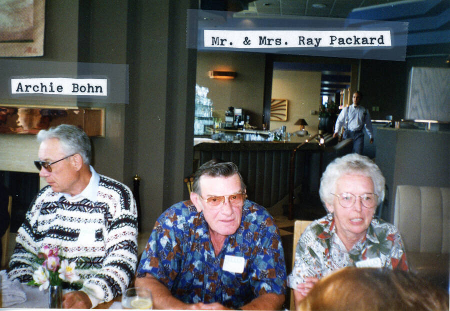 Photograph of Mr. and Mrs. Ray Packard with Archie Bohn.