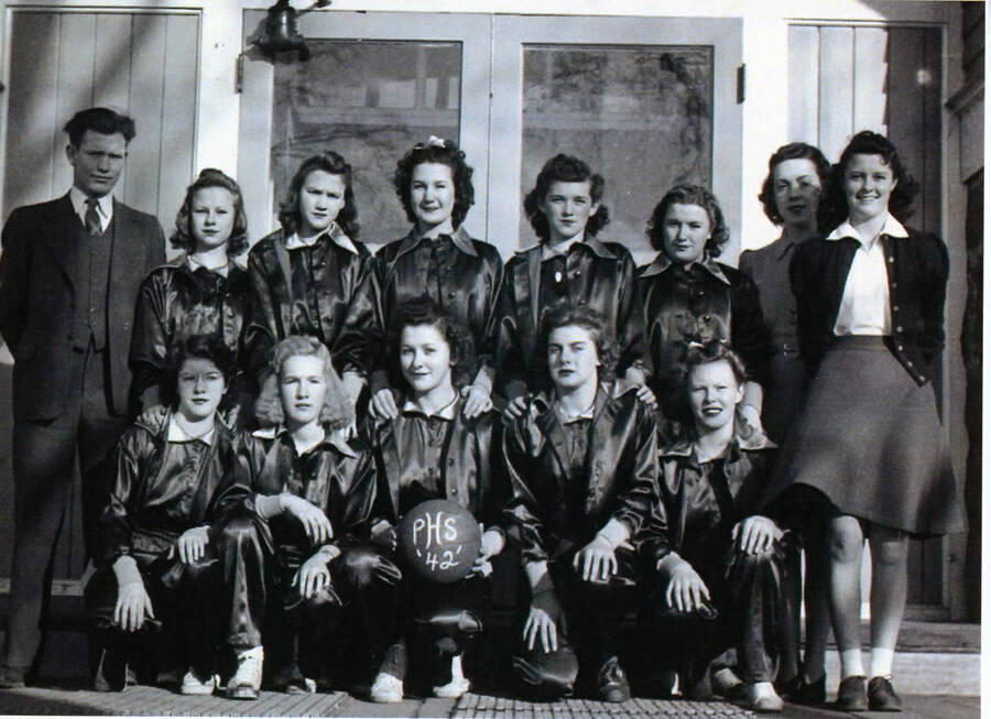 Photograph of Girl's basketball team at Potlatch High School.
