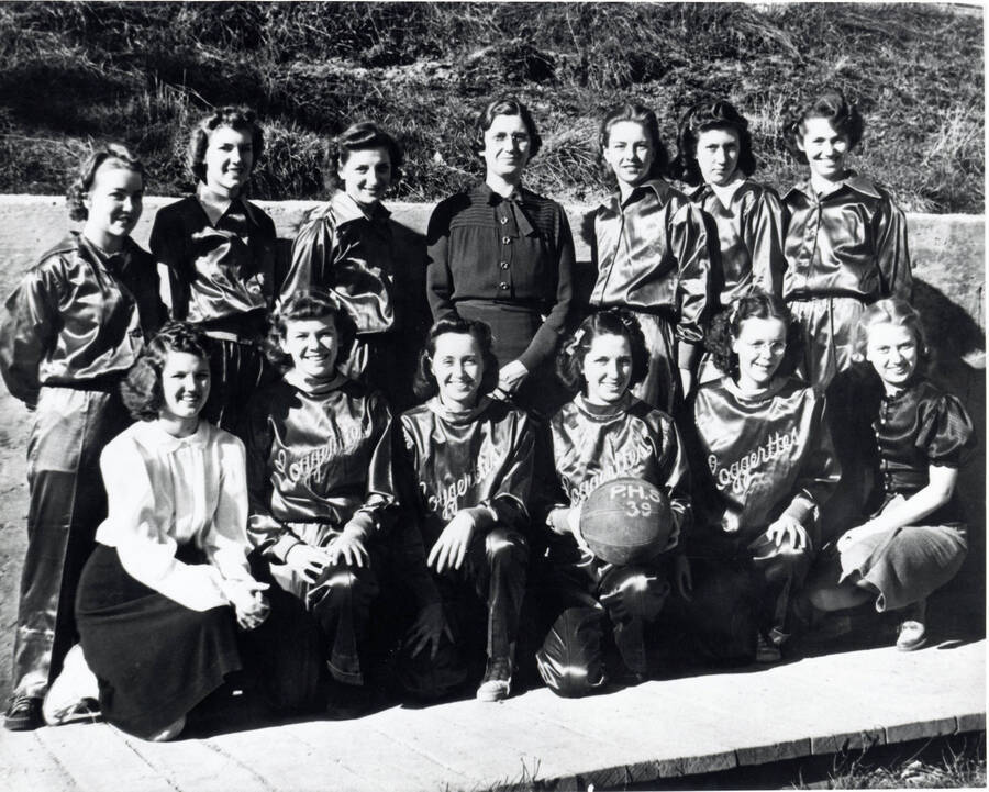 Girls Basketball Team at Potlatch High School 1939.