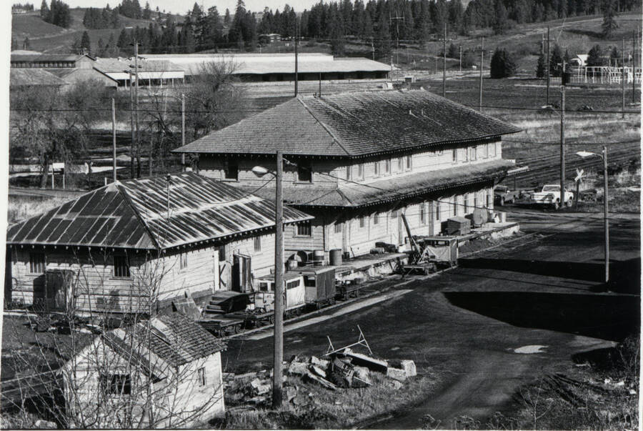Photograph of the WI&M Railway Depot in Potlatch.