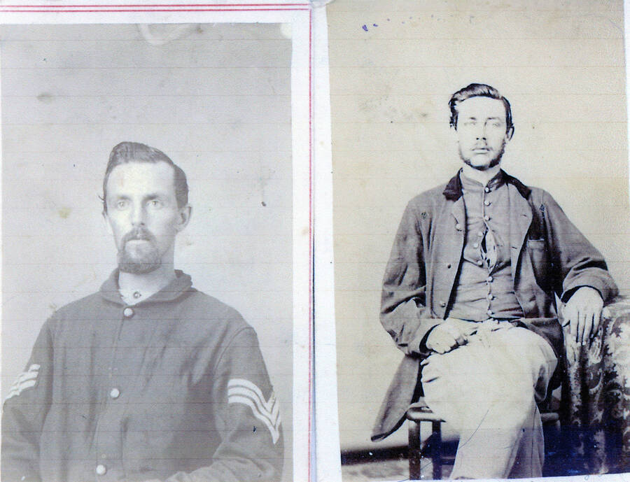 Photograph of Frank and Thomas B. Skidmore, Illinois Calvary, Civil War. 