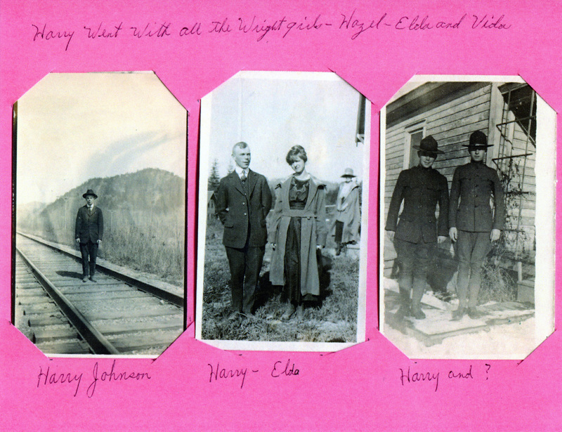 Composite photograph of Harry Johnson, Elda Wright and the Wright girls.