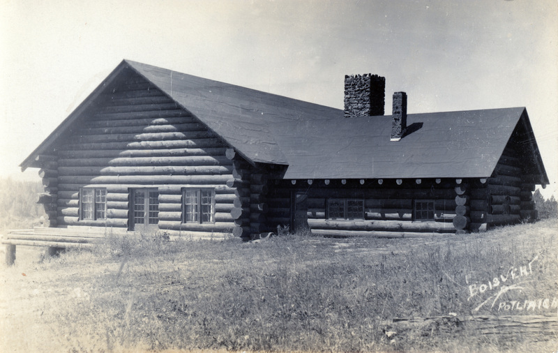 Postcard of the American Legion Log Cabin in Potlatch.