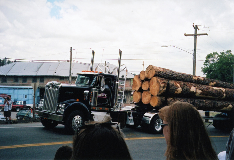 Photograph of a logging truck in the Potlatch Days Parade.