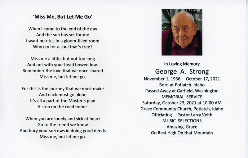 Funeral Program for George A. Strong.