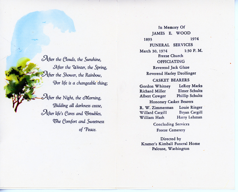 Funeral Program for James E. Wood.