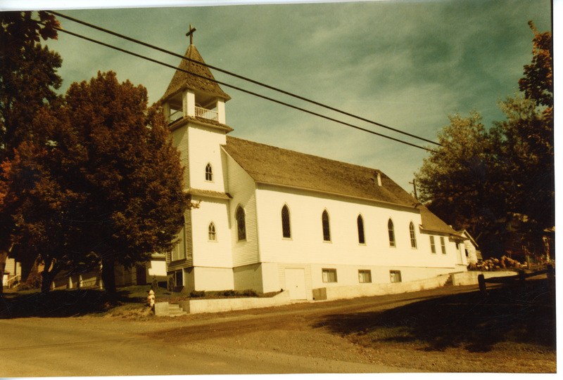 Photograph of the exterior of the St. Mary's Catholic Church in Potlatch.