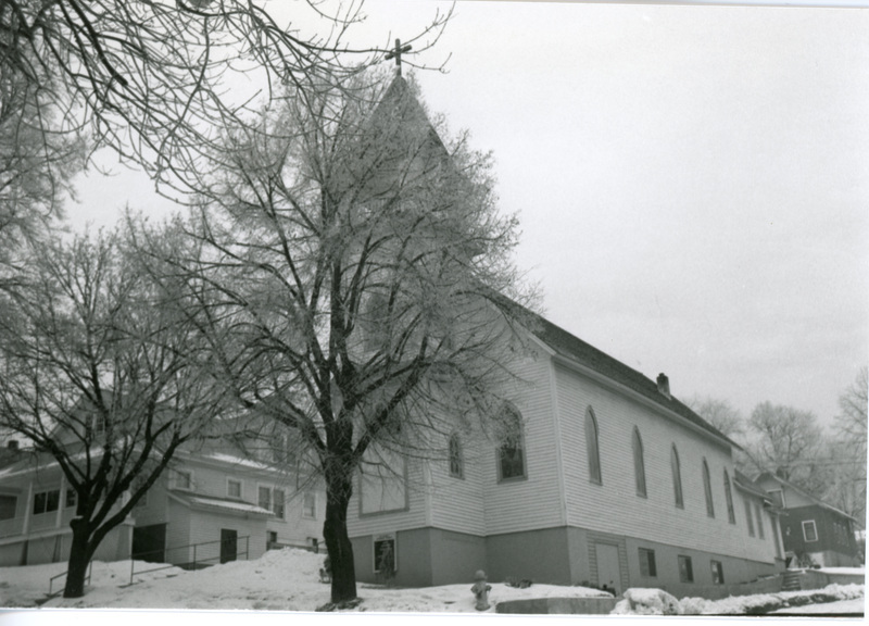 Photograph of St. Mary's Catholic Church and hall.