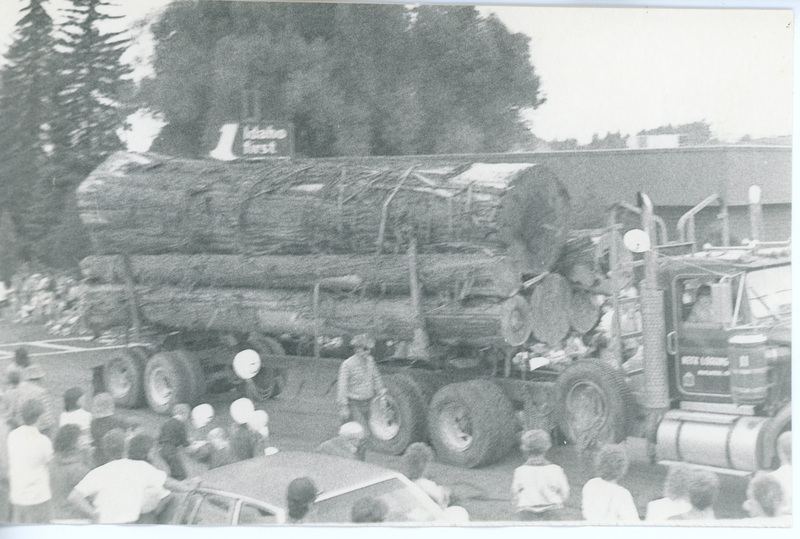 Photograph of a logging truck in the Potlatch Days Parade.