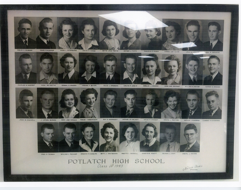 Photograph of Potlatch High School. Class of 1943.