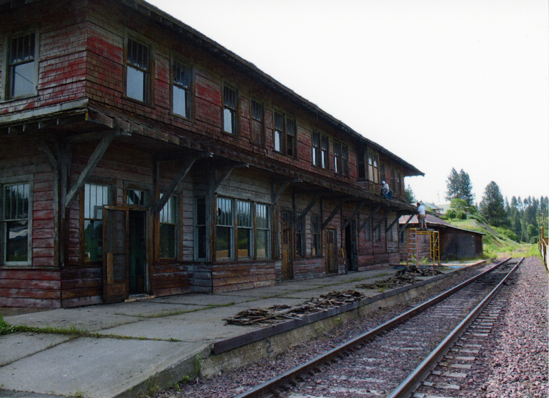Photograph of the condition of the WI&M Depot as restoration work begins.