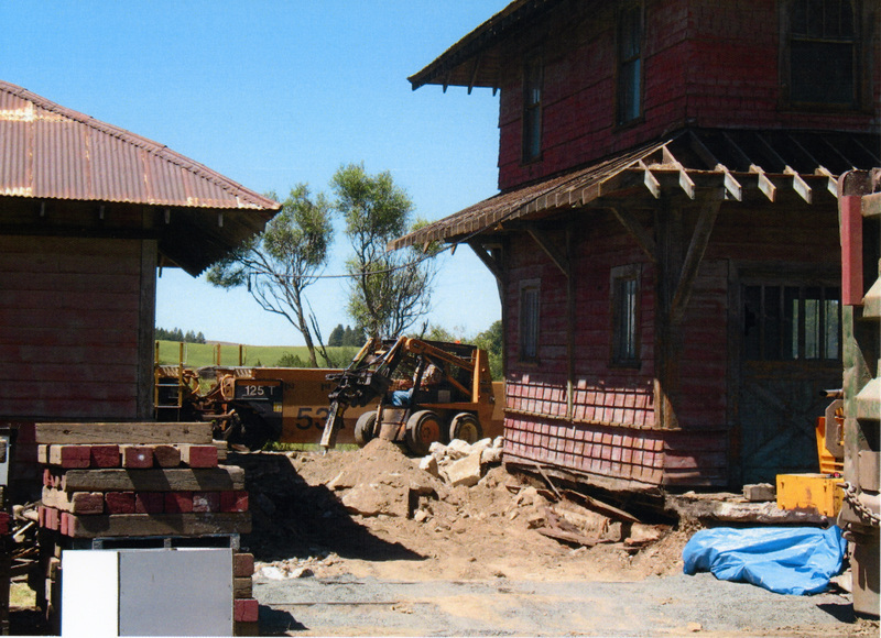 Photograph of excavation of the foundation of the WI&M Depot .