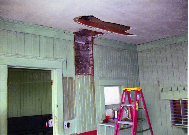 Photograph of interior damage to the WI&M Depot.
