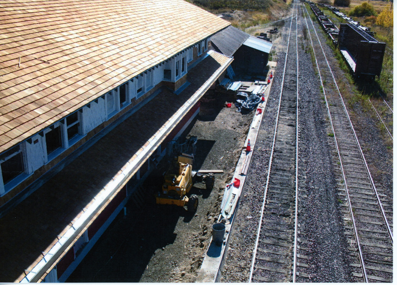 Photograph of preparation for the platform on the West side of the WI&M Depot.