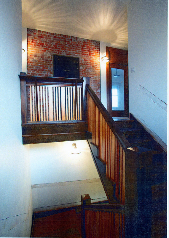 Photograph of the restored stairway to the 2nd floor of the WI&M Depot.