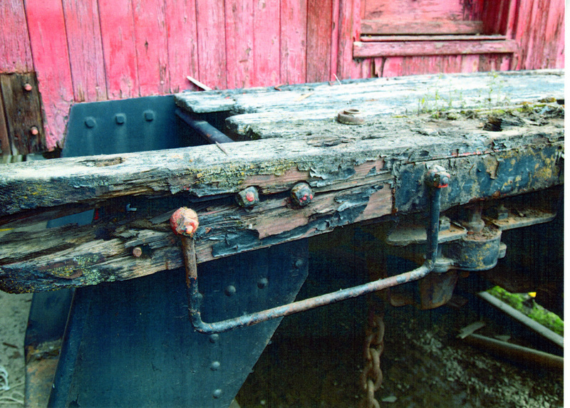 Photograph of the condition of the Caboose X-5 prior to restoration.