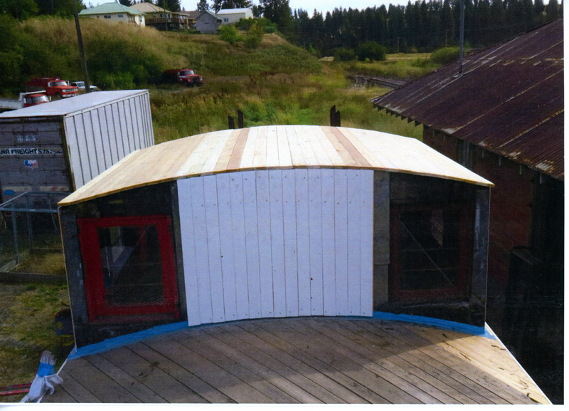 Photograph of the restoration of the roof of the Caboose X-5.