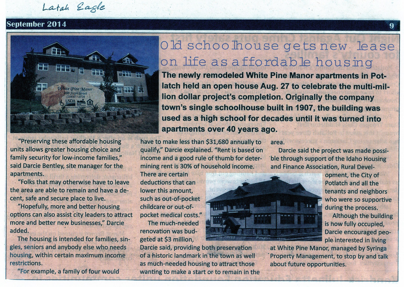 Newspaper clipping: Old Schoolhouse gets new lease on life as affordable housing.