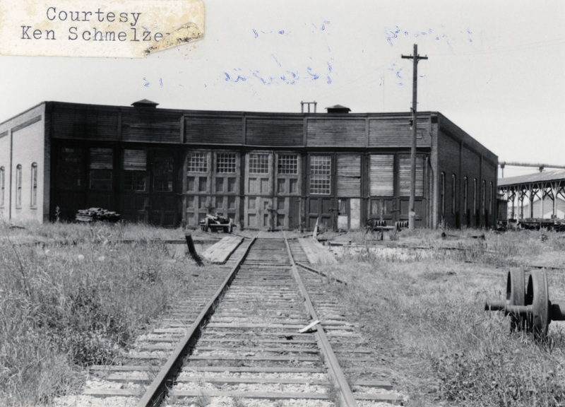Photograph of the roundhouse at the Potlatch mill.