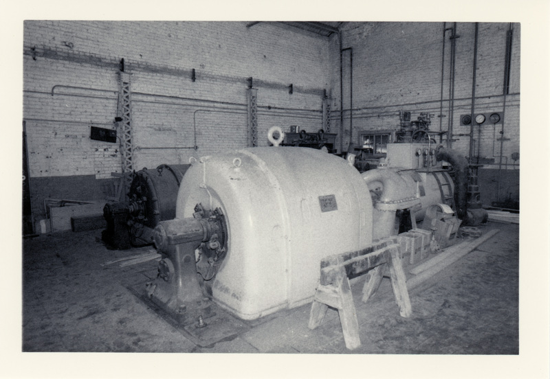 Photograph of the generator room in the Power Plant at the Potlatch Mill.