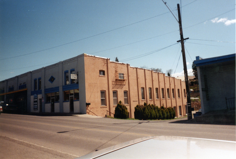 Photograph of the Potlatch Garage and State Liquor Store.