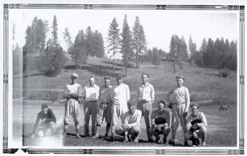 Photograph of Potlatch High School Baseball team: Rod Anderson, Buzz Anderson, Vincent O'Reilly,Vaughn Anderson;Orville O'Reilly, Victor Anderson, Bernie O'Reilly, Ralph Craig, DAve Livingston, Clement, O'Reilly.