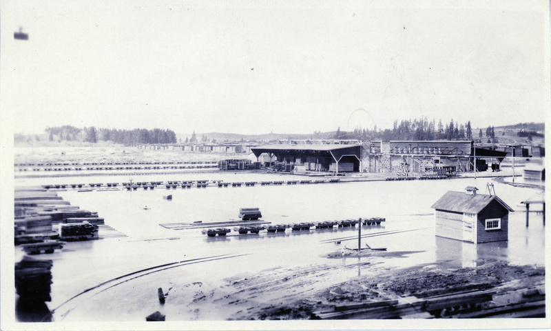 Photograph of flood at the Potlatch Mill.