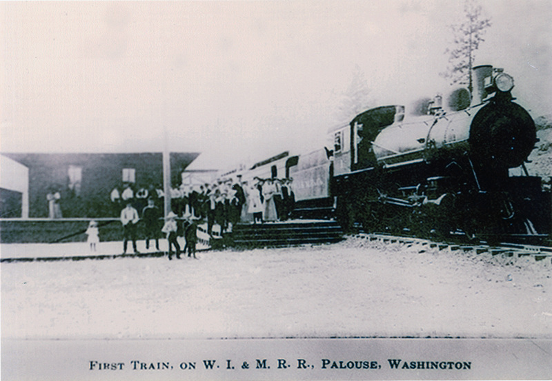 Photograph of the WI&M Railway first trarin from Bovill to Palouse.