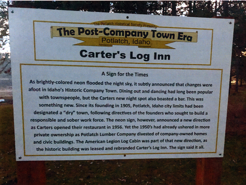 Photograph of the historic marker for Carter's Log Inn.