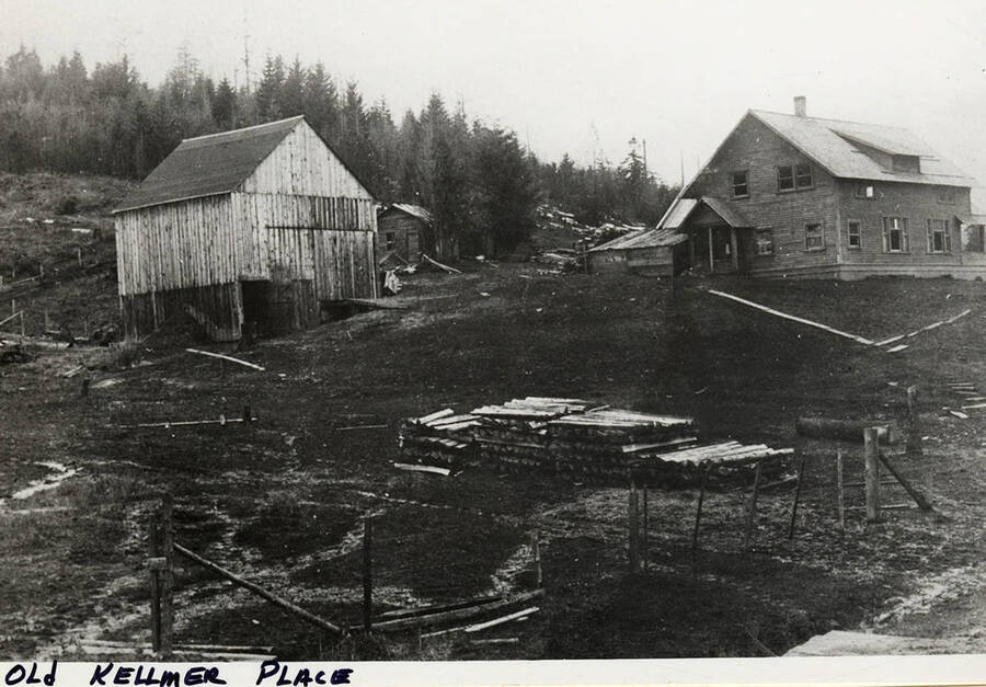 A view of the buildings and fields around the Old Kellmer Place.