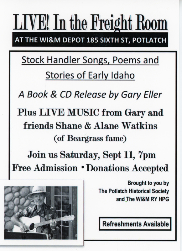 Poster advertising the appearance of Gary Eller and Shane & Alaine Watkins in the WI&M Depot.