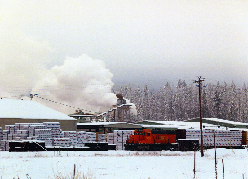 Photograph of a train loaded with lumber from Bennett Lumber Projects, Inc.