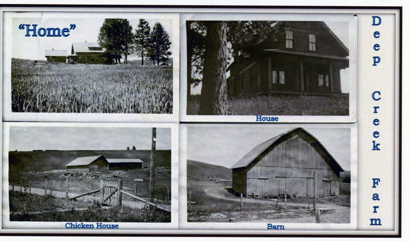 Photograph of the Fritz Leistner home, barn and chicken house.