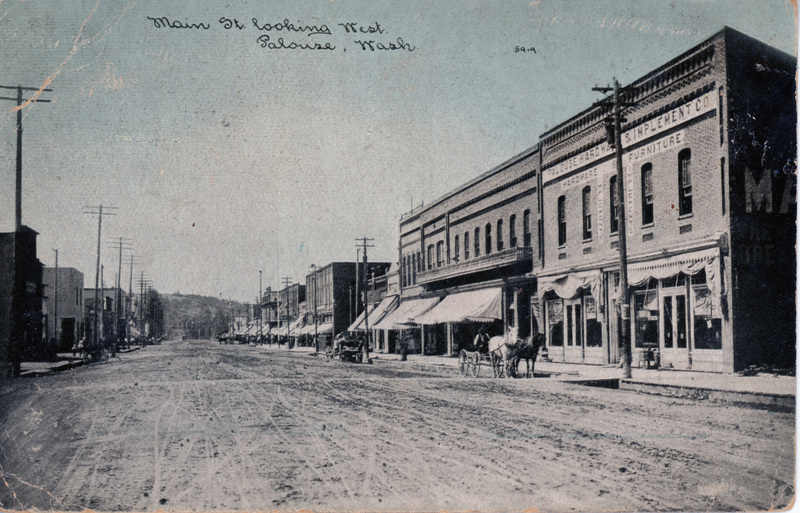 Postcard of main street Palouse looking west.