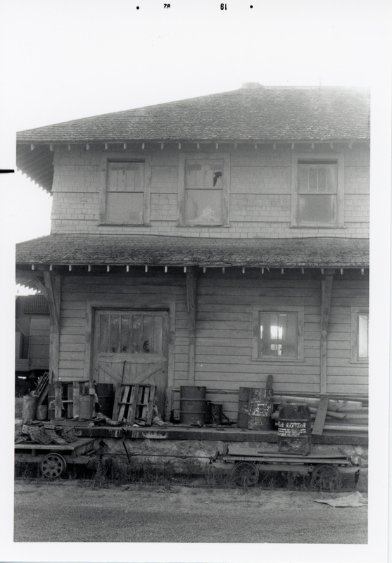 Photograph of the door to the freight room at the WI&M Depot.