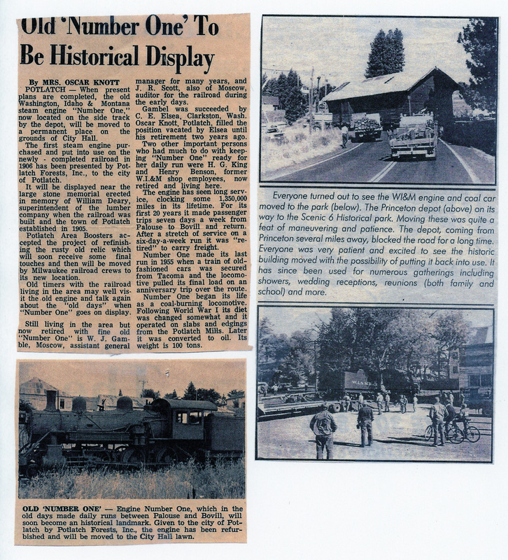 Newspaper article by Mrs. Oscar Knott entitled "Old 'Number One' to be Historical Display" in an unknown newspaper.